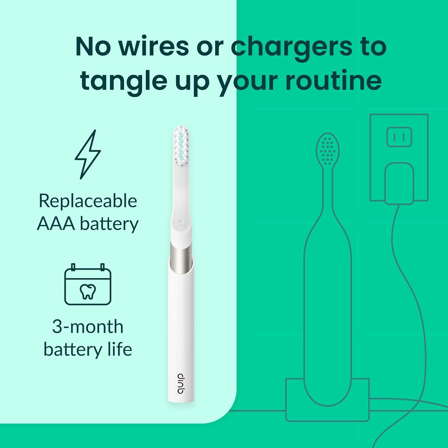 image:imageQuip Metal Sonic Electric Toothbrush for Adults Time Travel amp Soft Bristles with Travel Case amp Replacement Brush Head 3 Month Battery Life Faded BlueChampagne