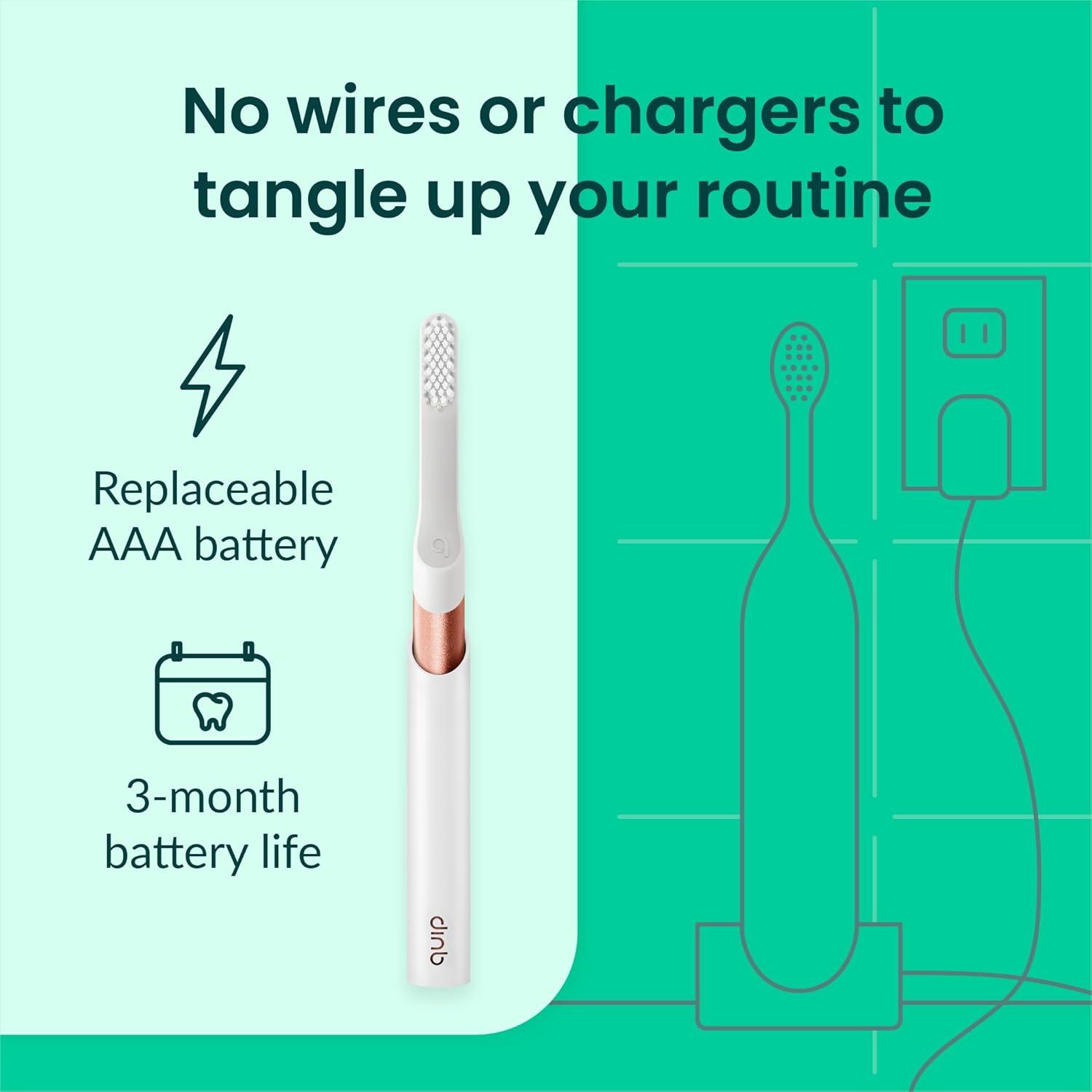 image:imageQuip Metal Sonic Electric Toothbrush for Adults Time Travel amp Soft Bristles with Travel Case amp Replacement Brush Head 3 Month Battery Life Faded BlueCopper
