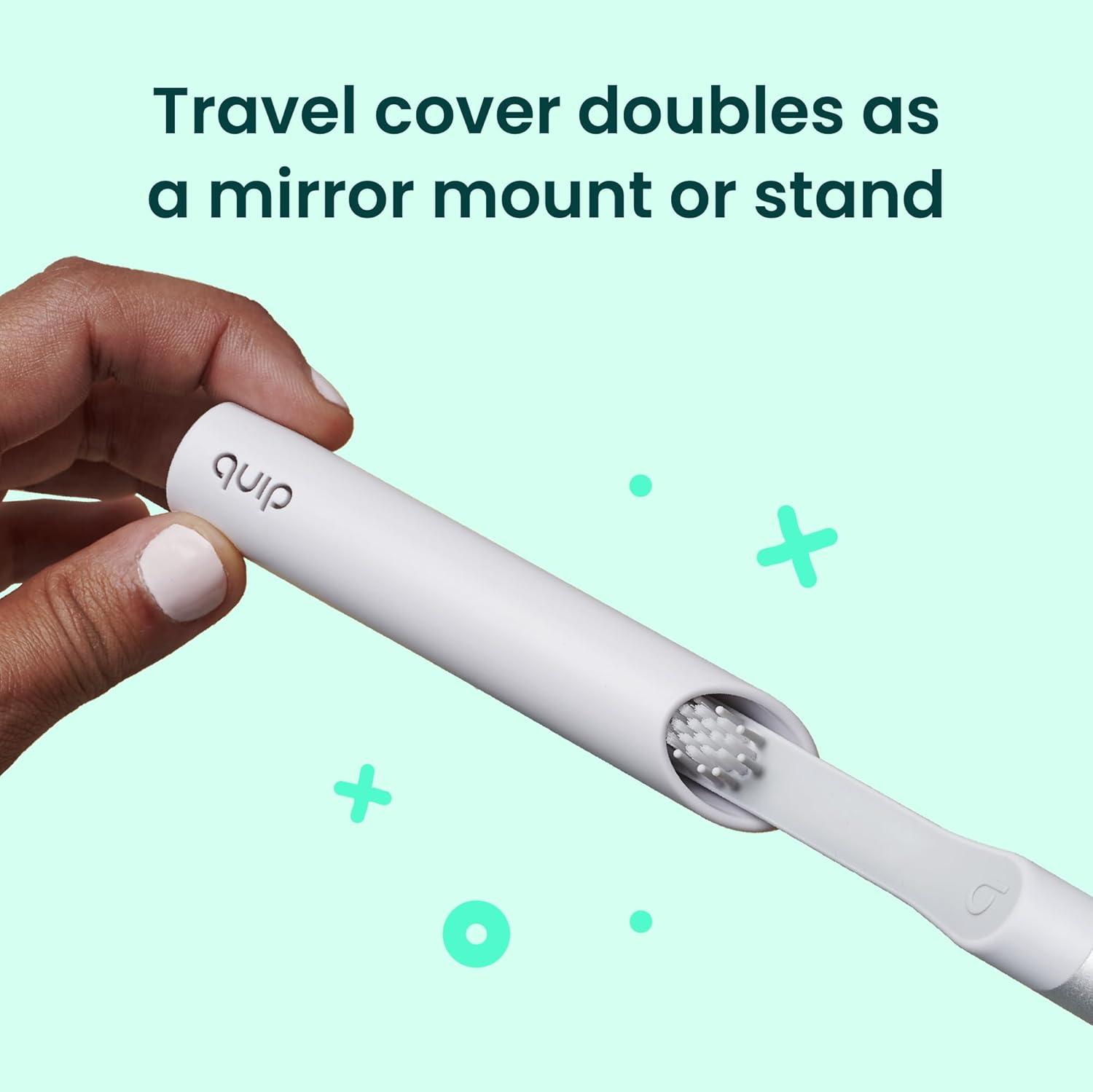 image:imageQuip Metal Sonic Electric Toothbrush for Adults Time Travel amp Soft Bristles with Travel Case amp Replacement Brush Head 3 Month Battery Life Faded BlueSlate