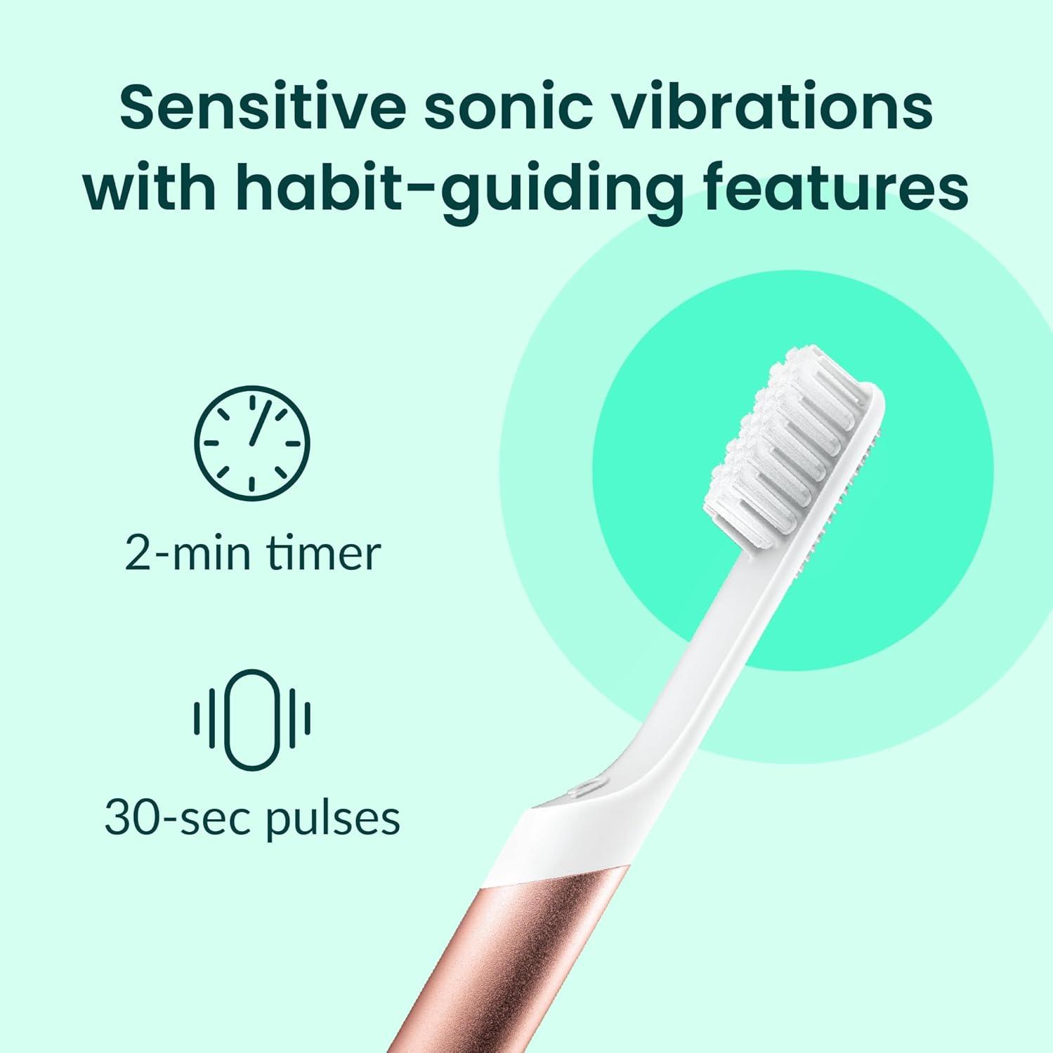 image:imageQuip Metal Sonic Electric Toothbrush for Adults Time Travel amp Soft Bristles with Travel Case amp Replacement Brush Head 3 Month Battery Life Faded BlueCopper