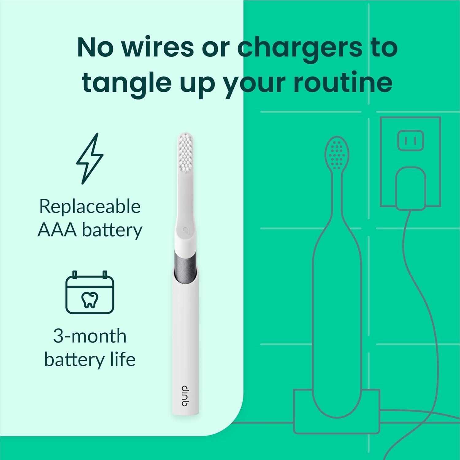 image:imageQuip Metal Sonic Electric Toothbrush for Adults Time Travel amp Soft Bristles with Travel Case amp Replacement Brush Head 3 Month Battery Life Faded BlueSlate