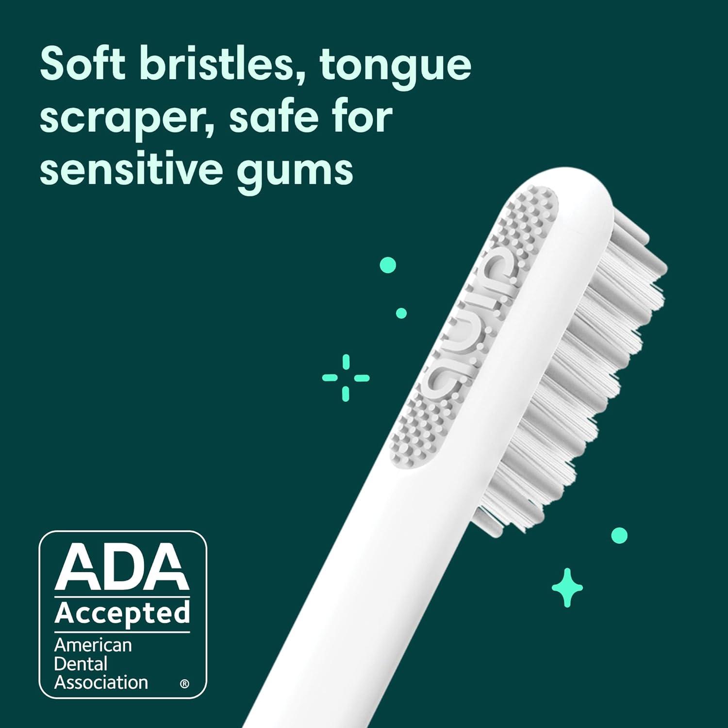 image:imageQuip Metal Sonic Electric Toothbrush for Adults Time Travel amp Soft Bristles with Travel Case amp Replacement Brush Head 3 Month Battery Life Faded BlueSlate