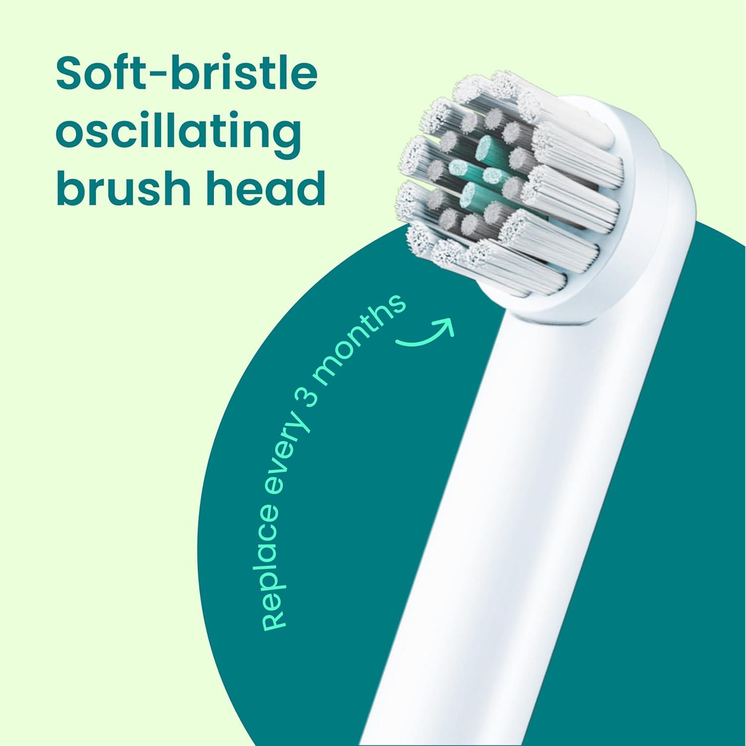 image:imageQuip Rev Oscillating Rechargeable Electric Toothbrush with Extra Brush Head Soft Bristles Pressure Sensor 3 Intensities 30Day Battery Life 2Min Timer Travel Case Mirror Mount Blue StoneSilver Cloud
