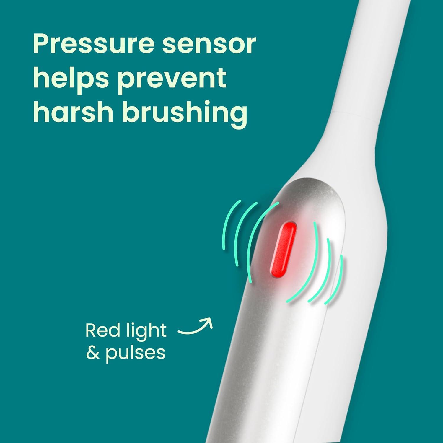 image:imageQuip Rev Oscillating Rechargeable Electric Toothbrush with Extra Brush Head Soft Bristles Pressure Sensor 3 Intensities 30Day Battery Life 2Min Timer Travel Case Mirror Mount Blue StoneSilver Cloud