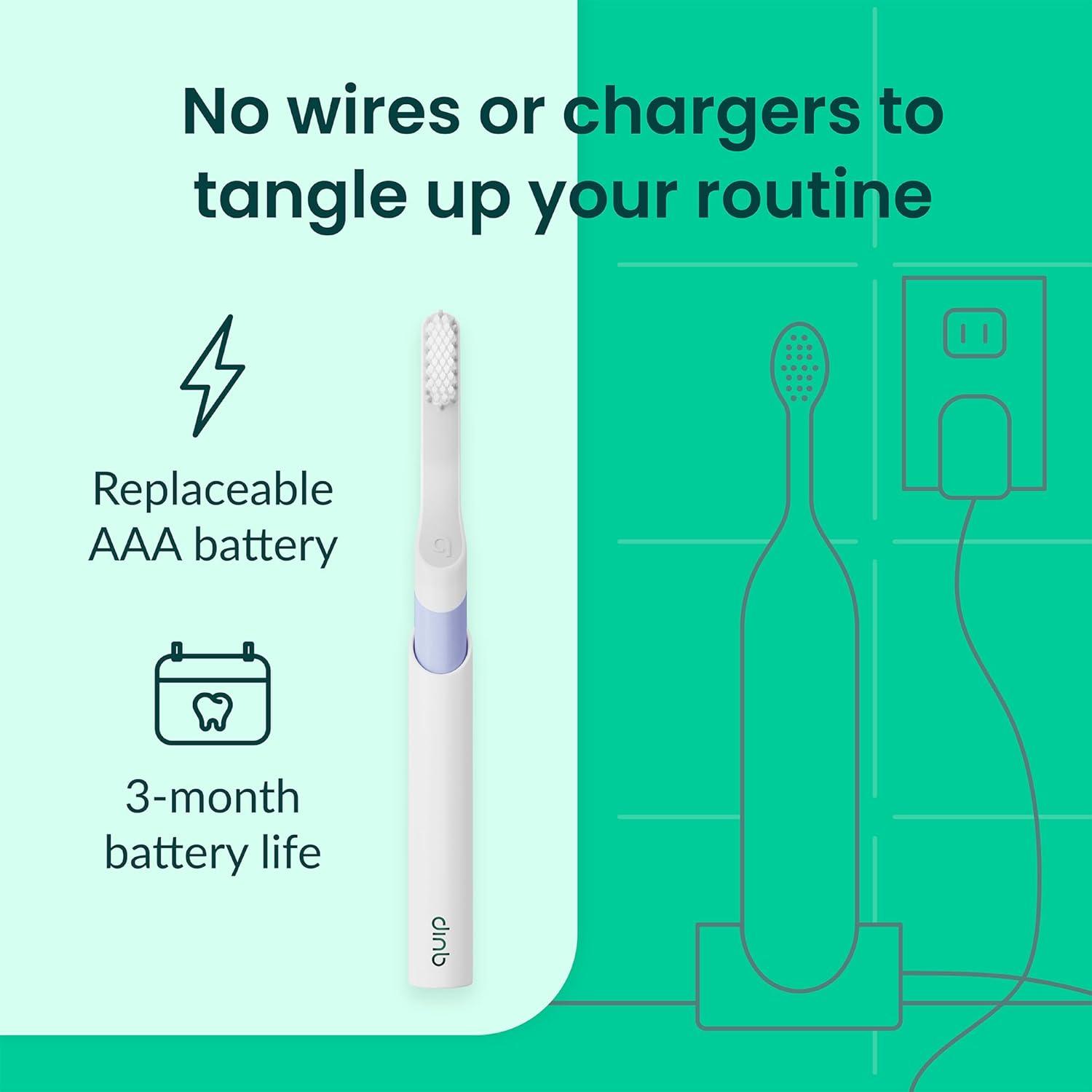 image:imageQuip Sonic Electric Toothbrush for Adults Time Travel amp Soft Bristles with Travel Case amp Replacement Brush Head 3 Month Battery Life Plastic Handle GreenLavender