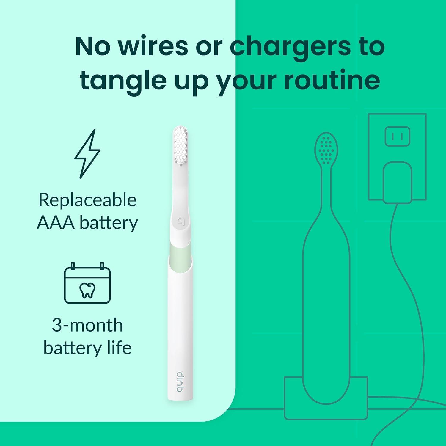 image:imageQuip Sonic Electric Toothbrush for Adults Time Travel amp Soft Bristles with Travel Case amp Replacement Brush Head 3 Month Battery Life Plastic Handle Sage