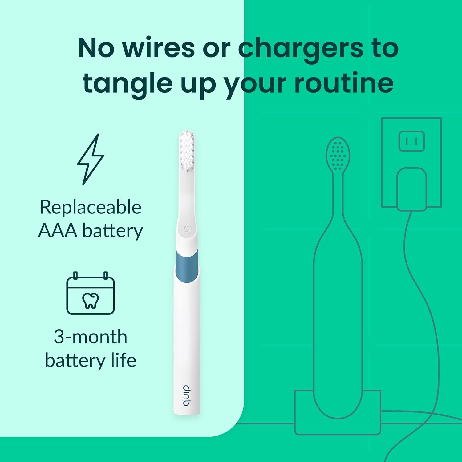 image:imageQuip Sonic Electric Toothbrush for Adults Time Travel amp Soft Bristles with Travel Case amp Replacement Brush Head 3 Month Battery Life Plastic Handle Marine Blue
