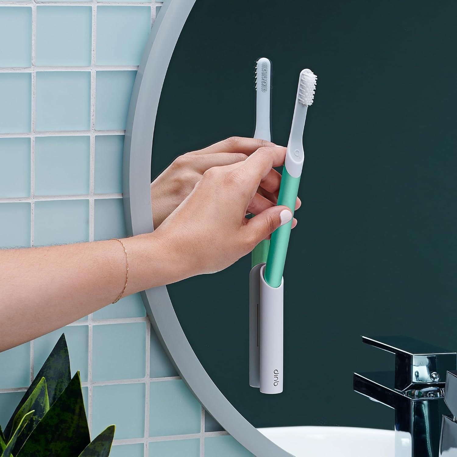 image:imageQuip Sonic Electric Toothbrush for Adults Time Travel amp Soft Bristles with Travel Case amp Replacement Brush Head 3 Month Battery Life Plastic Handle GreenGreen
