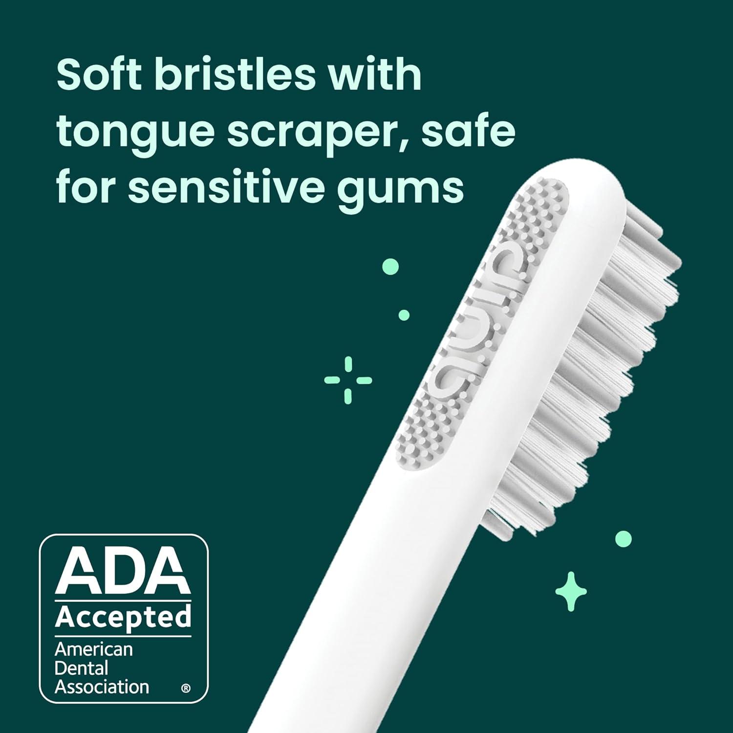 image:imageQuip Sonic Electric Toothbrush for Adults Time Travel amp Soft Bristles with Travel Case amp Replacement Brush Head 3 Month Battery Life Plastic Handle GreenMagenta
