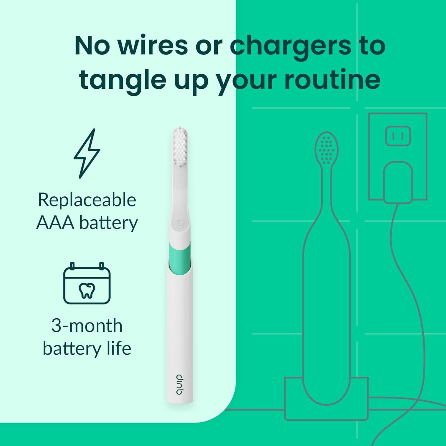 image:imageQuip Sonic Electric Toothbrush for Adults Time Travel amp Soft Bristles with Travel Case amp Replacement Brush Head 3 Month Battery Life Plastic Handle GreenGreen