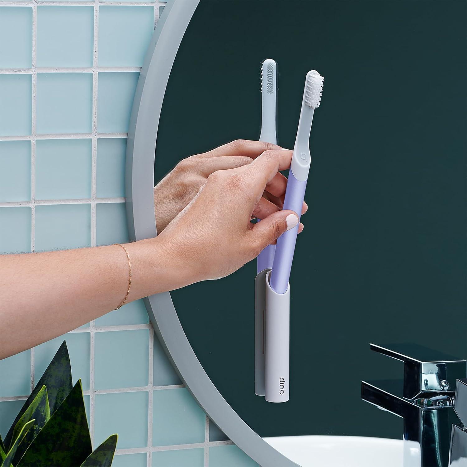 image:imageQuip Sonic Electric Toothbrush for Adults Time Travel amp Soft Bristles with Travel Case amp Replacement Brush Head 3 Month Battery Life Plastic Handle GreenLavender