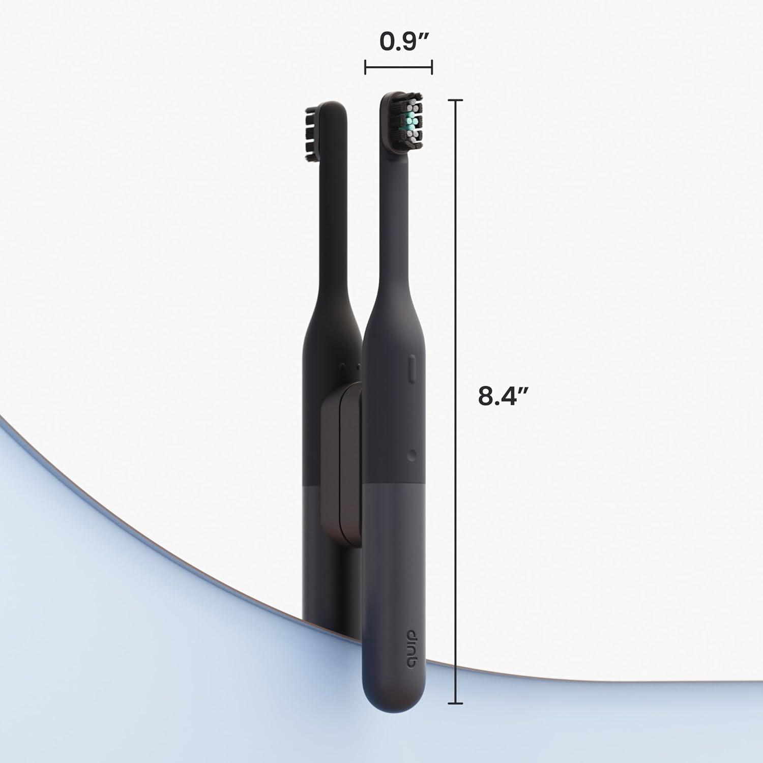 image:imageQuip Ultra Lite Sonic Electric Toothbrush Slim Lightweight Design 3 Brushing Modes 15X More Plaque Removal Pressure Sensor amp 30Day Battery Ash