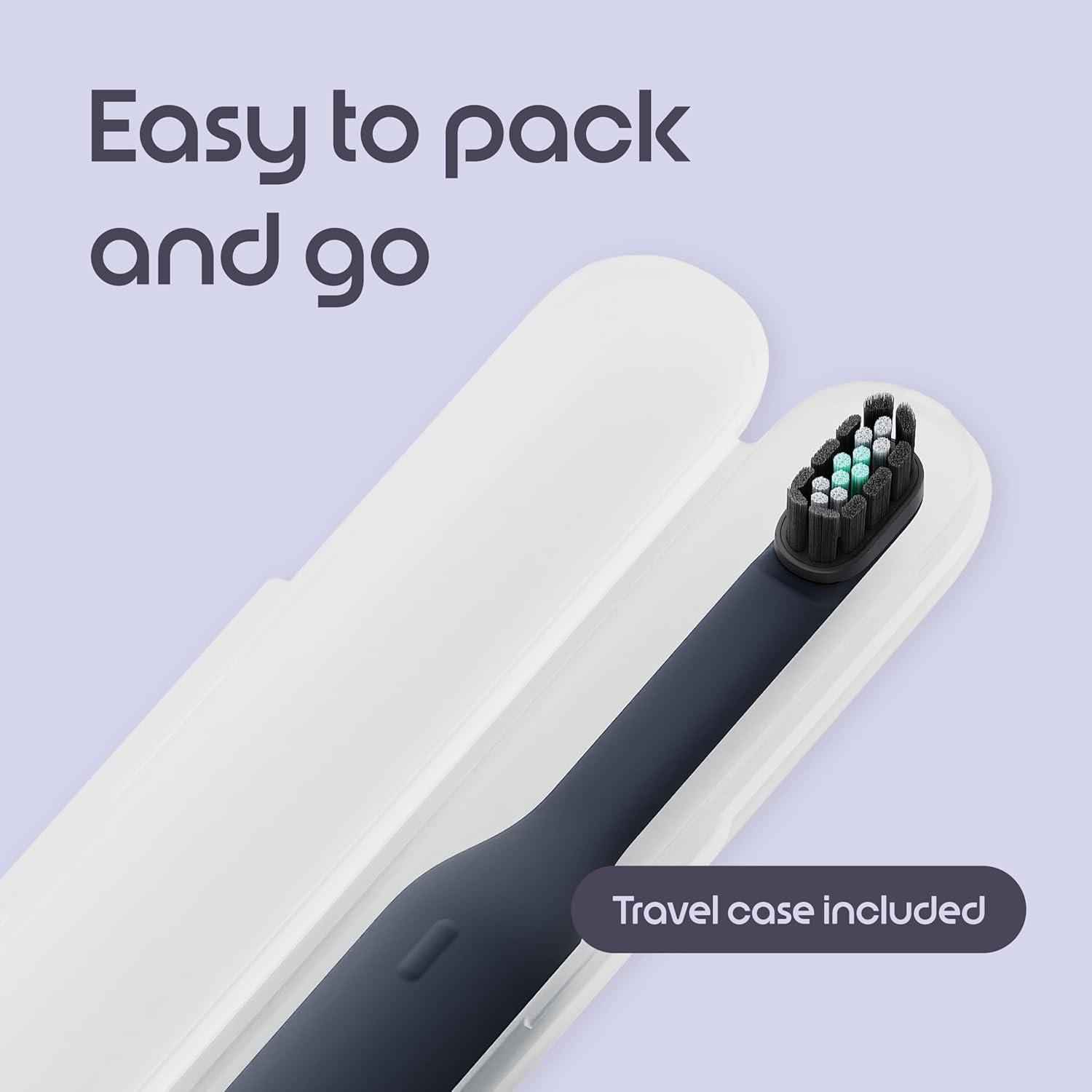 image:imageQuip Ultra Lite Sonic Electric Toothbrush Slim Lightweight Design 3 Brushing Modes 15X More Plaque Removal Pressure Sensor amp 30Day Battery Ash