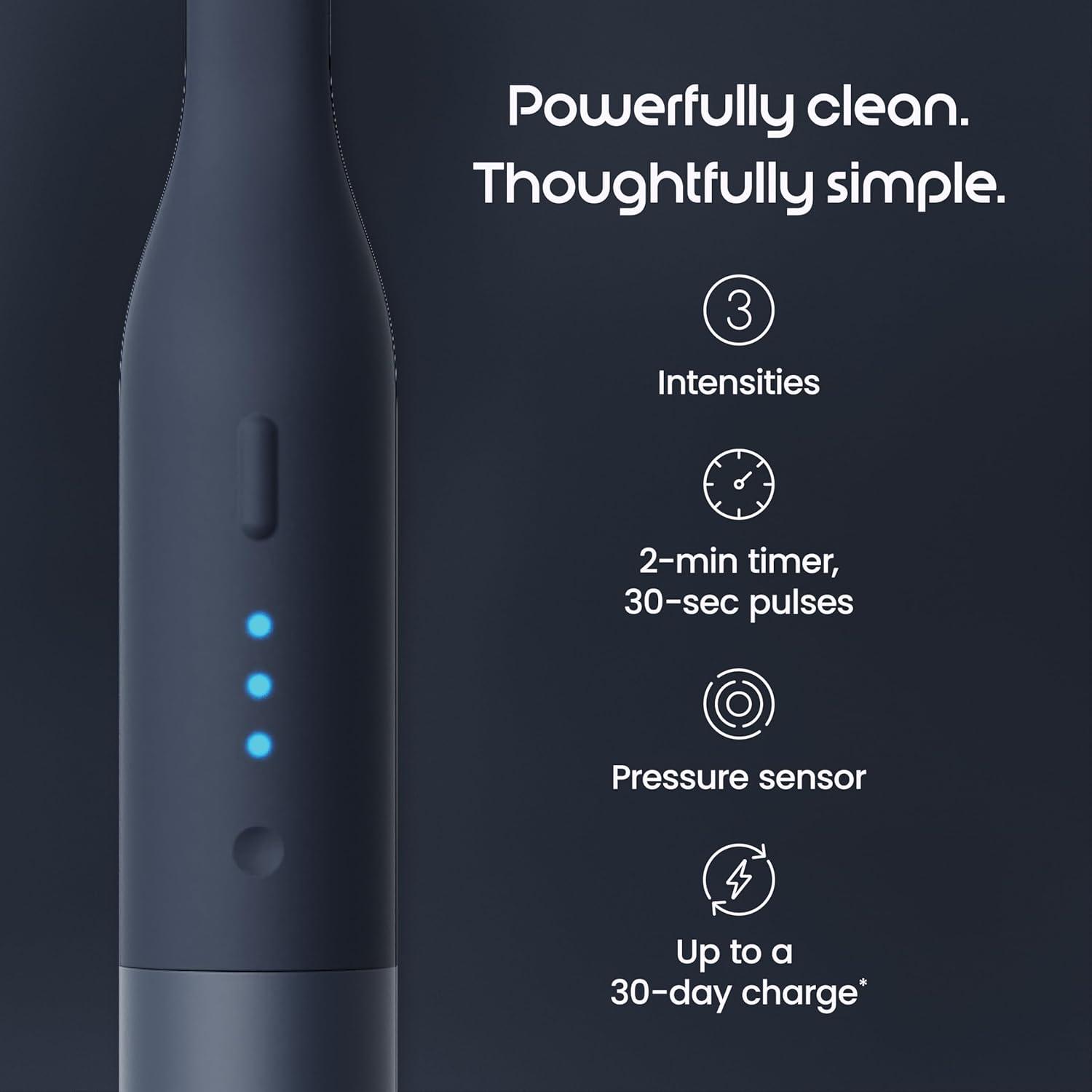 image:imageQuip Ultra Lite Sonic Electric Toothbrush Slim Lightweight Design 3 Brushing Modes 15X More Plaque Removal Pressure Sensor amp 30Day Battery Ash