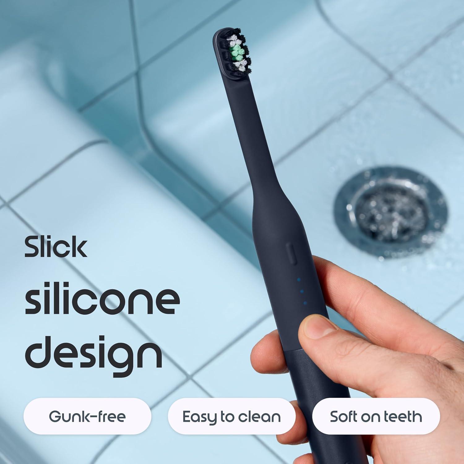 image:imageQuip Ultra Lite Sonic Electric Toothbrush Slim Lightweight Design 3 Brushing Modes 15X More Plaque Removal Pressure Sensor amp 30Day Battery Ash