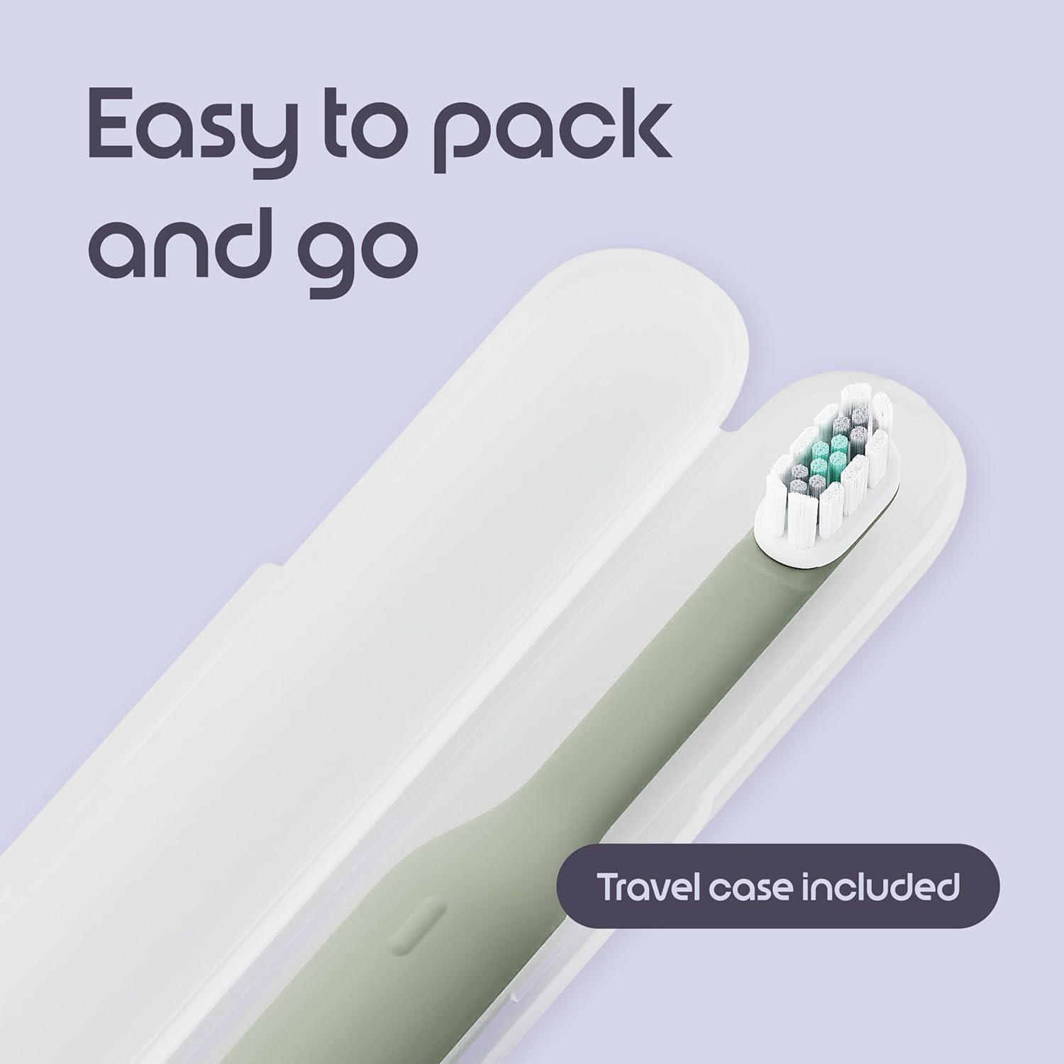 image:imageQuip Ultra Lite Sonic Electric Toothbrush Slim Lightweight Design 3 Brushing Modes 15X More Plaque Removal Pressure Sensor amp 30Day Battery Meadow