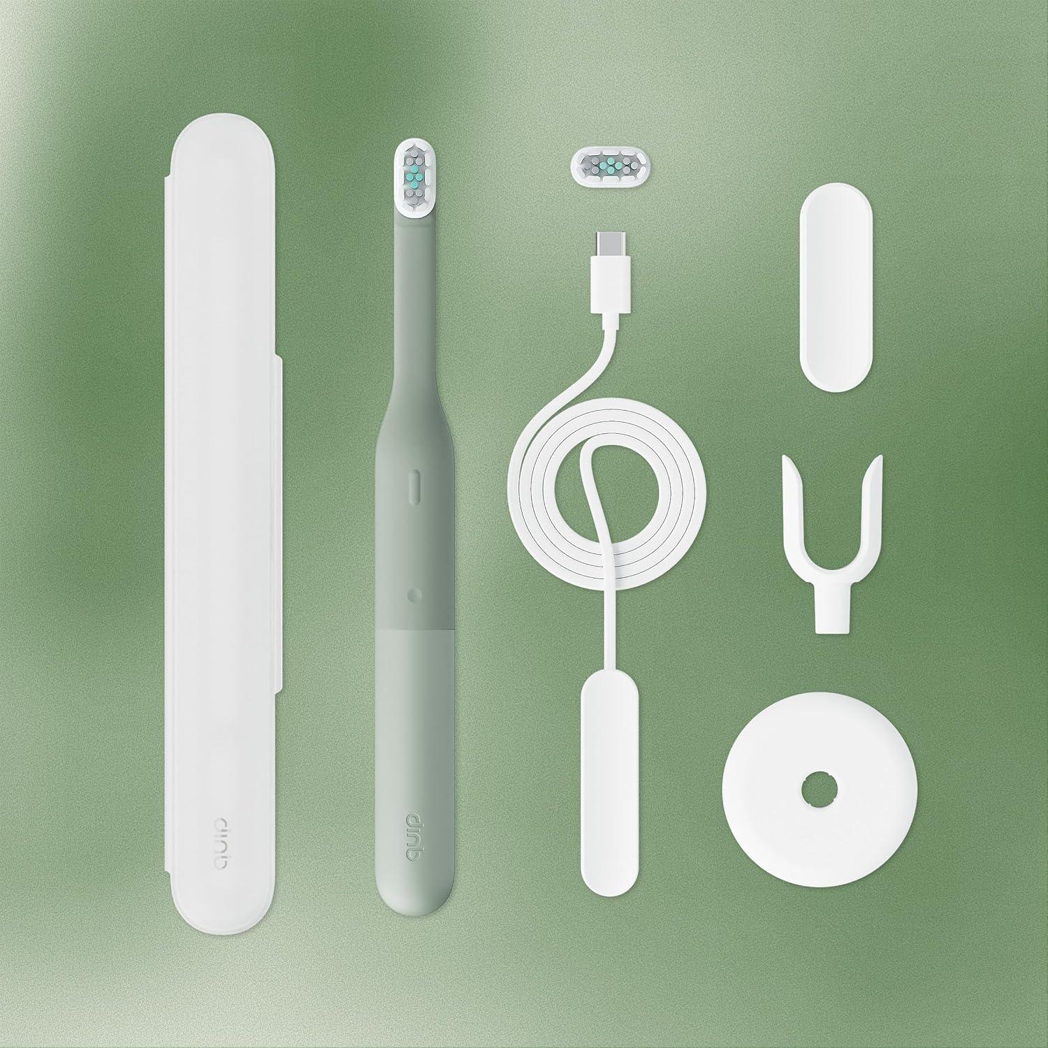 image:imageQuip Ultra Lite Sonic Electric Toothbrush Slim Lightweight Design 3 Brushing Modes 15X More Plaque Removal Pressure Sensor amp 30Day Battery Meadow