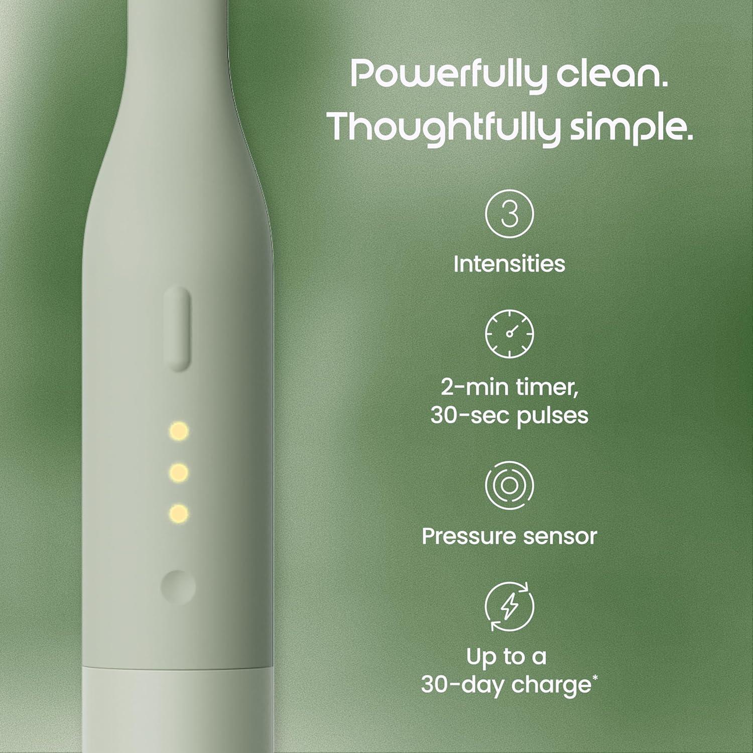 image:imageQuip Ultra Lite Sonic Electric Toothbrush Slim Lightweight Design 3 Brushing Modes 15X More Plaque Removal Pressure Sensor amp 30Day Battery Meadow