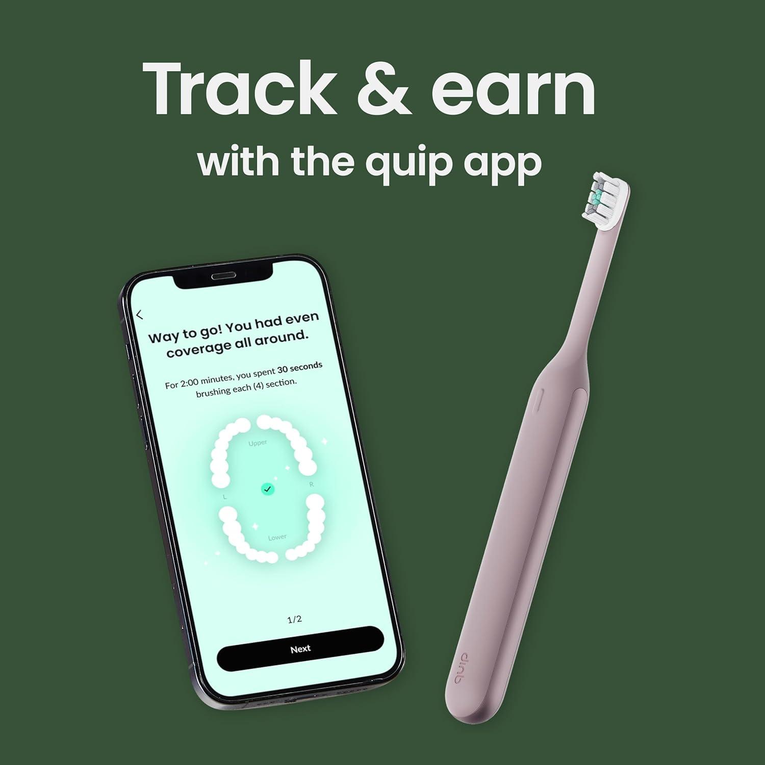 image:imageQuip Ultra Next Generation Smart Toothbrush Timed Electric Toothbrush with Case Replaceable Brush Head Soft Bristles Silicone Handle 30Day Battery Life Travel Toothbrush EclipseDusk Plum