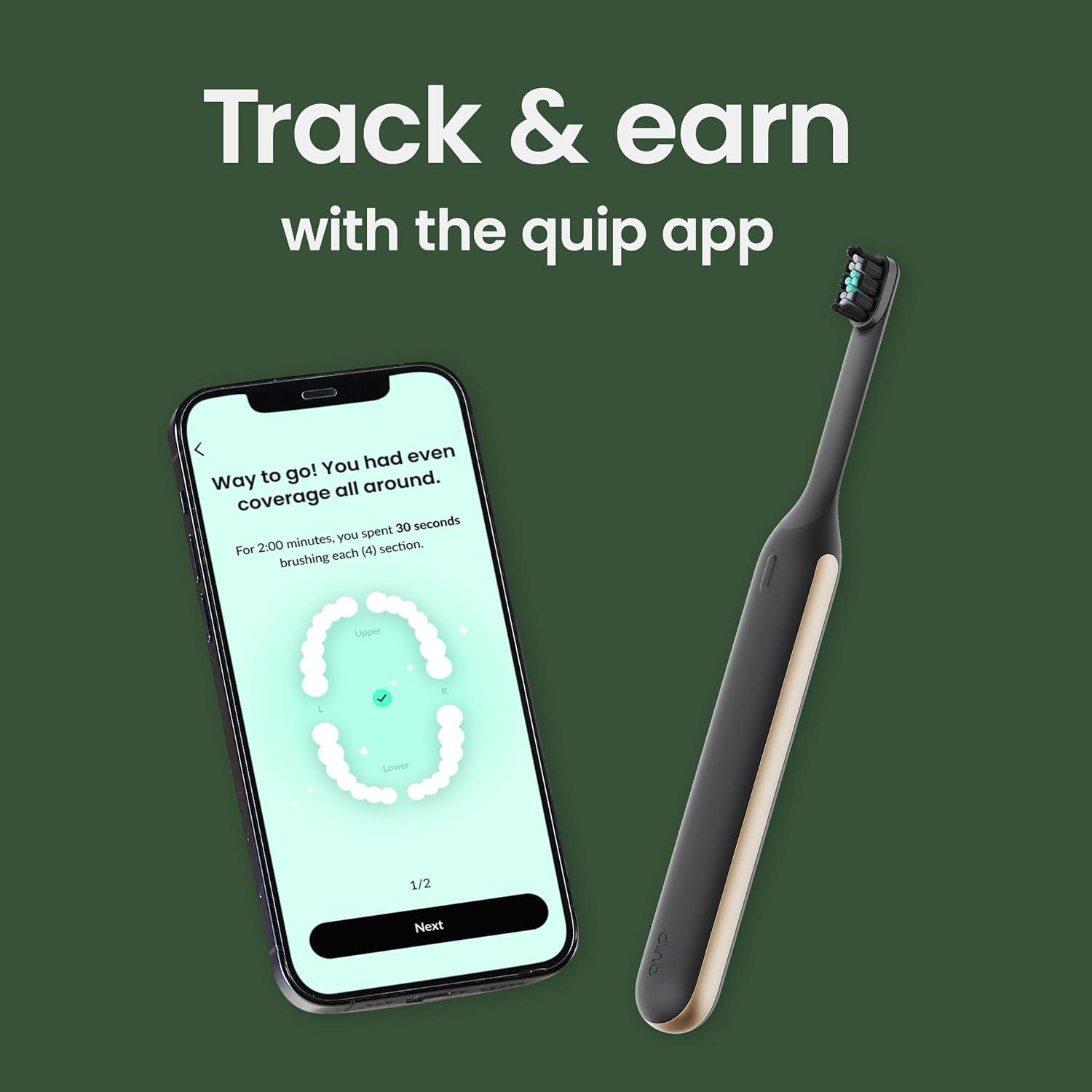 image:imageQuip Ultra Next Generation Smart Toothbrush Timed Electric Toothbrush with Case Replaceable Brush Head Soft Bristles Silicone Handle 30Day Battery Life Travel Toothbrush EclipseEclipse