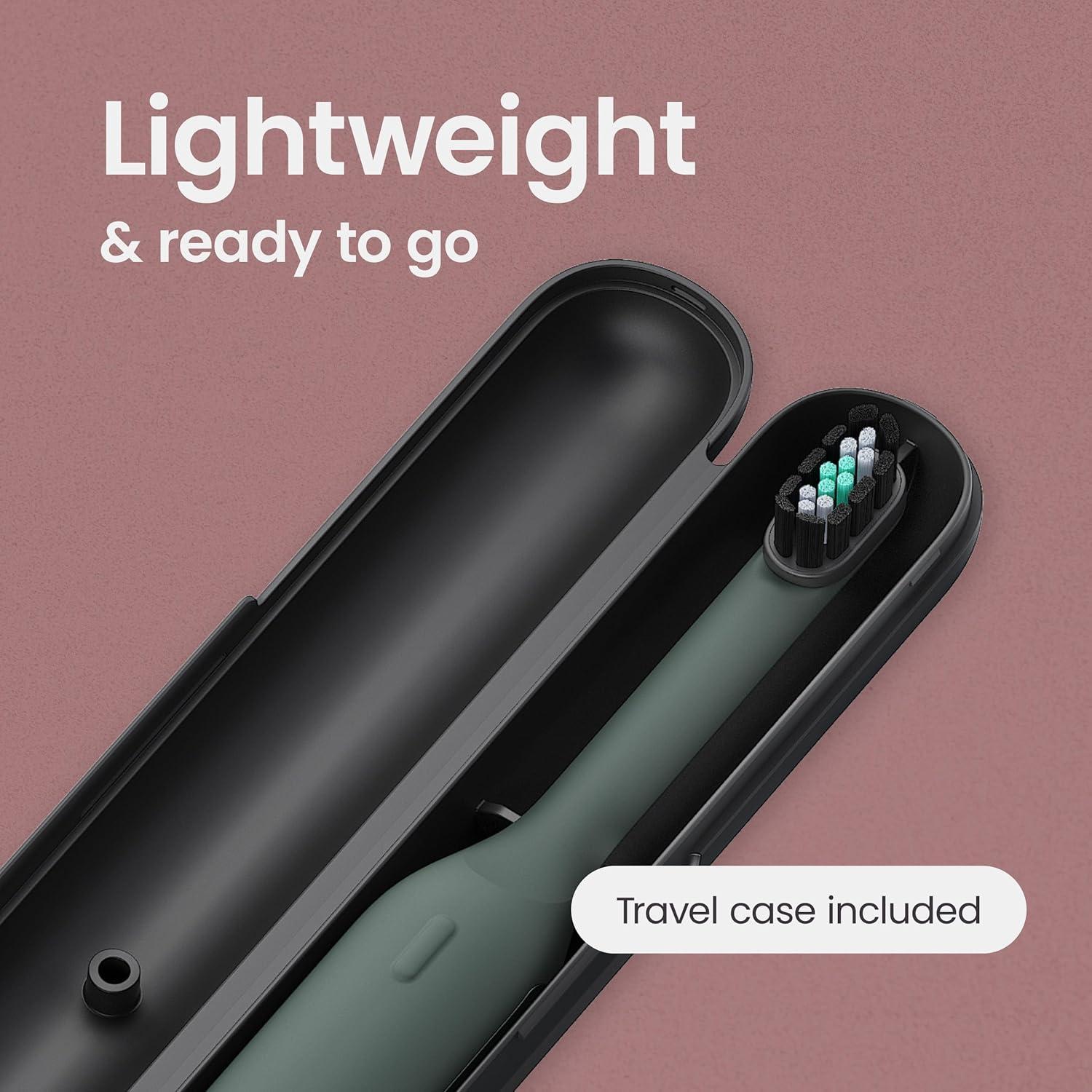 image:imageQuip Ultra Next Generation Smart Toothbrush Timed Electric Toothbrush with Case Replaceable Brush Head Soft Bristles Silicone Handle 30Day Battery Life Travel Toothbrush EclipseGreen
