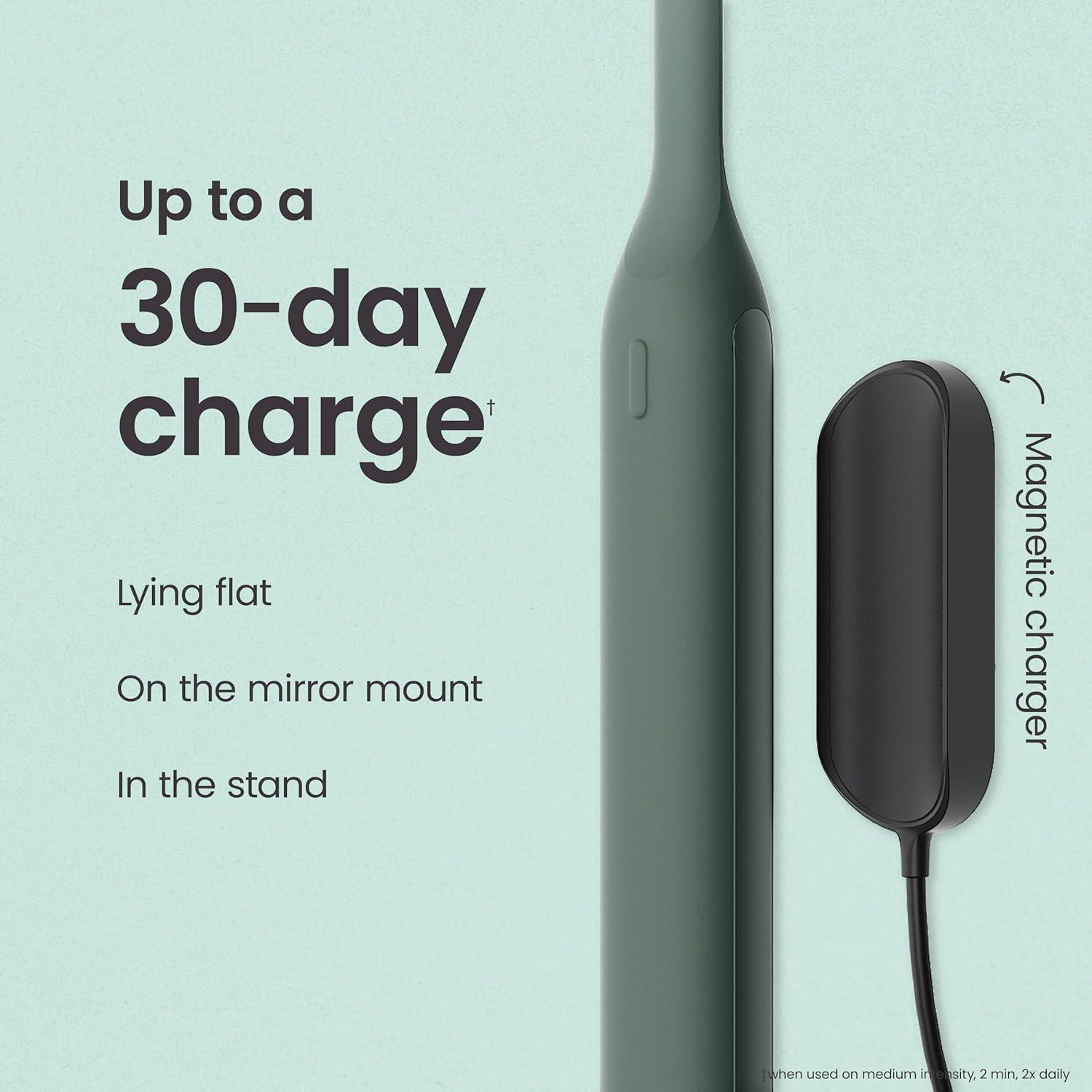 image:imageQuip Ultra Next Generation Smart Toothbrush Timed Electric Toothbrush with Case Replaceable Brush Head Soft Bristles Silicone Handle 30Day Battery Life Travel Toothbrush EclipseGreen