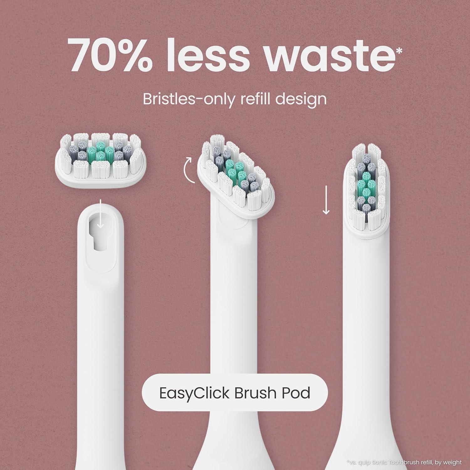 image:imageQuip Ultra Next Generation Smart Toothbrush Timed Electric Toothbrush with Case Replaceable Brush Head Soft Bristles Silicone Handle 30Day Battery Life Travel Toothbrush EclipseStone White