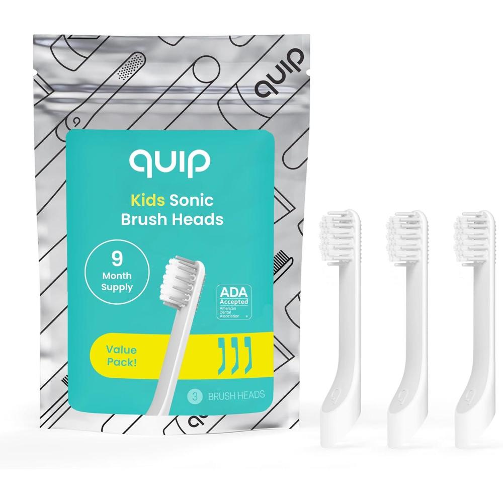 image:imagequip Sonic Toothbrush Replacement Heads for Kids 3 Pack Verified quip Small Brush Head Refills for Electric Toothbrushes Soft Bristles Compact amp Flexible Last 3 Months EachKids Pack of 3