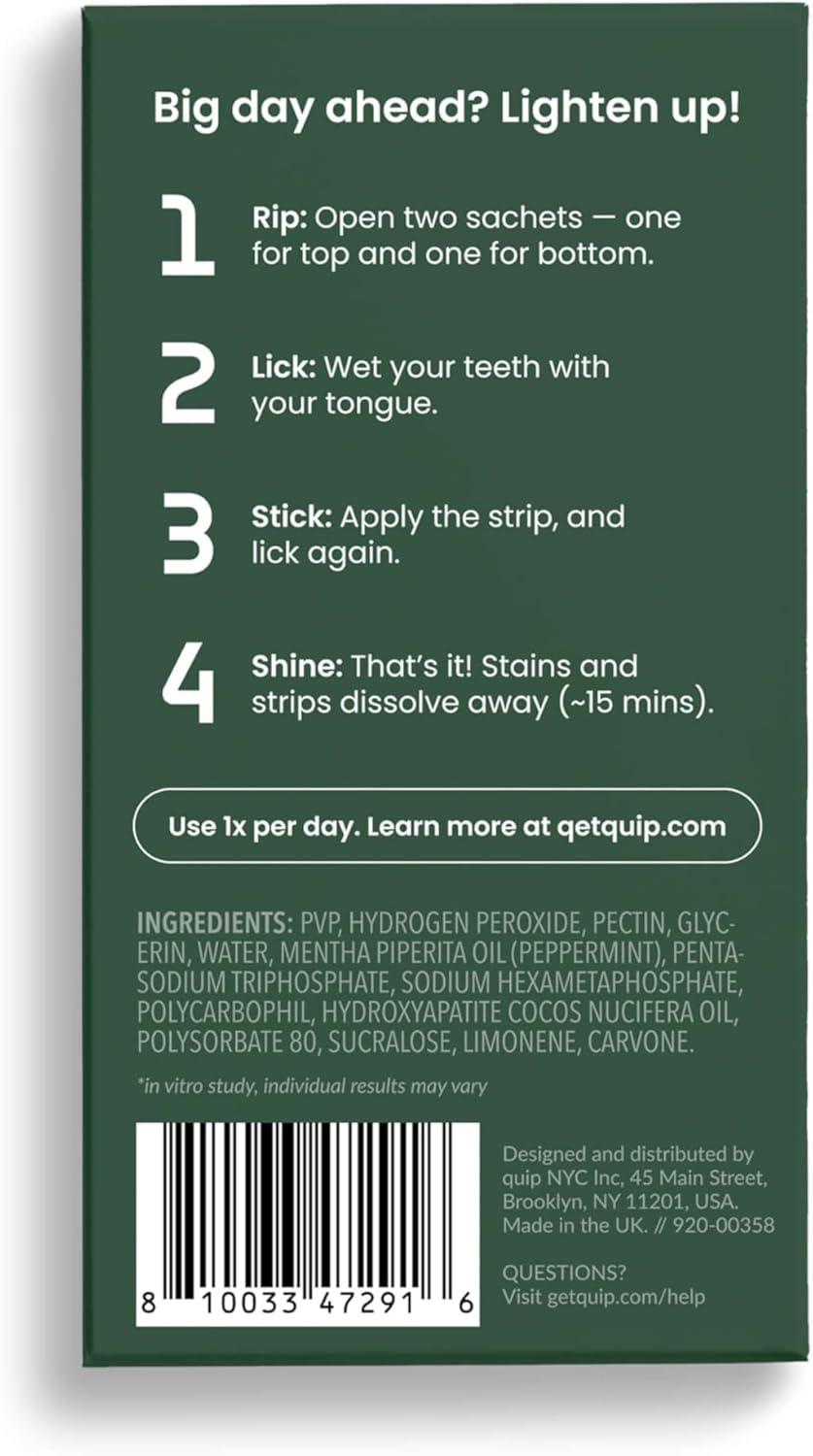 image:imagequip Rapid Dissolvable Teeth Whitening Strips 8 Hydrogen Peroxide 3X Whiter After 1st Use FastActing 15Min Results Mint with Coconut Oil 40 Strips 20 Treatments