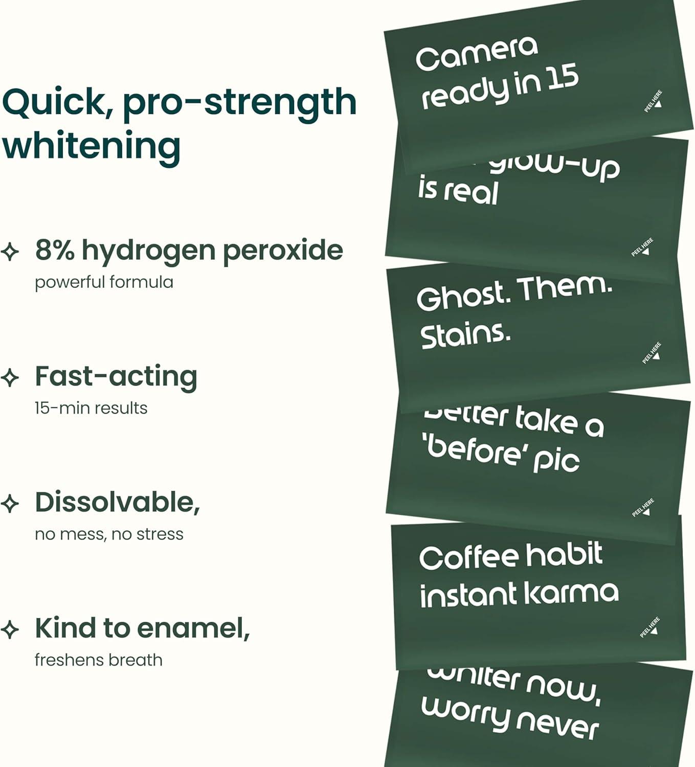 image:imagequip Rapid Dissolvable Teeth Whitening Strips 8 Hydrogen Peroxide 3X Whiter After 1st Use FastActing 15Min Results Mint with Coconut Oil 40 Strips 20 Treatments