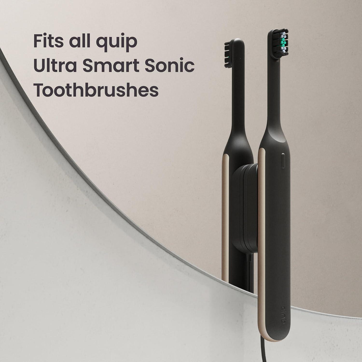 image:imagequip Ultra Brush Pod Refill Heads 4 Pack Verified quip Brush Head Refills for Sonic Electric Toothbrushes Soft Bristles Compact Last 3 Months Each BlackBlack