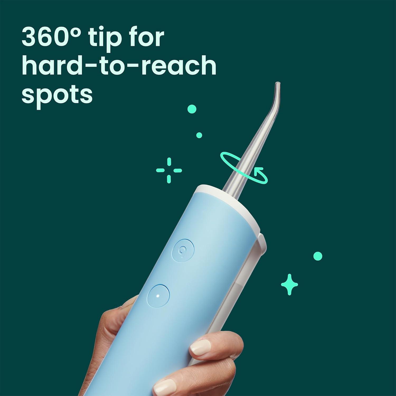 image:imagequip Water Flosser with Replacement Tip Cordless Water Flosser with Adjustable Pressure Teeth Cleaner Pick with 360 Degree Rotating Replaceable Tip Rechargeable Water Dental Pick CopperSky Blue