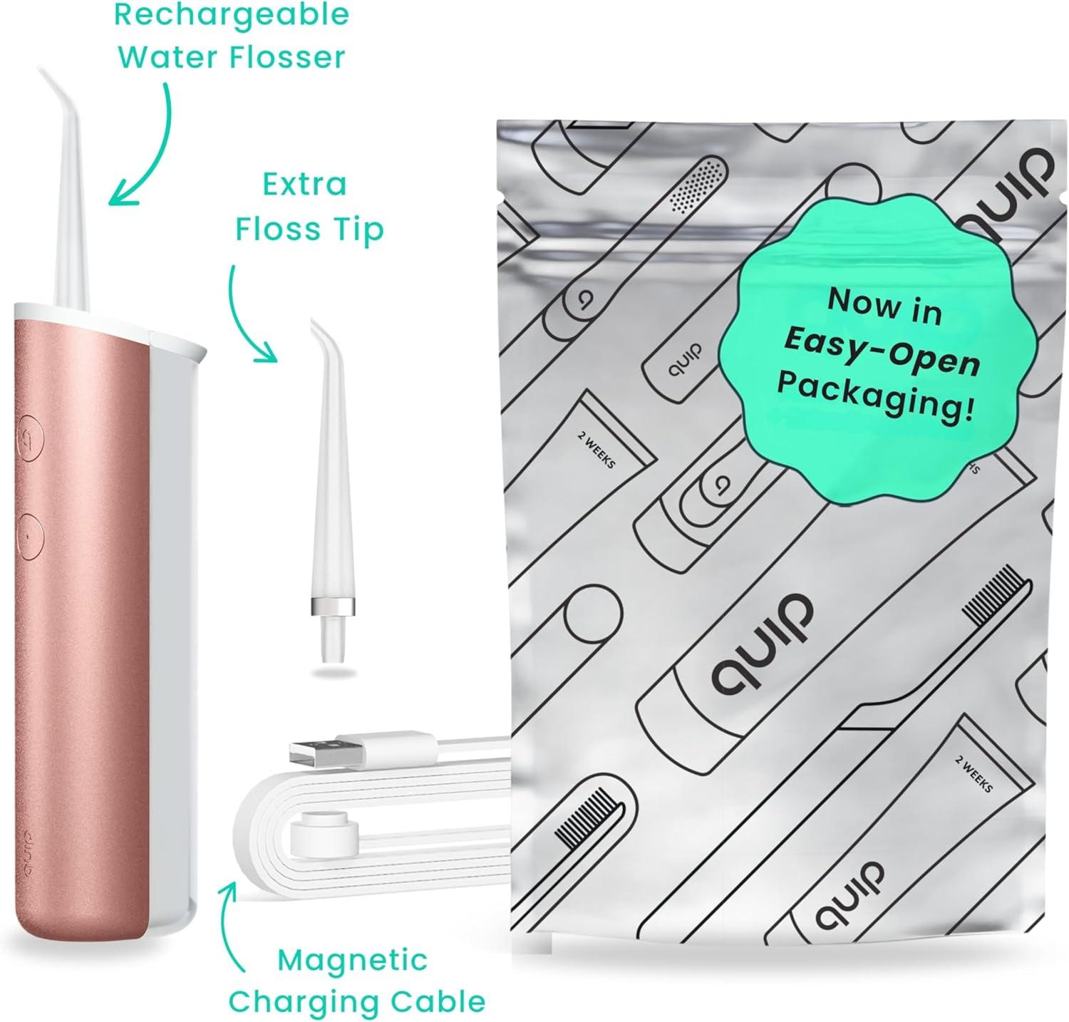 image:imagequip Water Flosser with Replacement Tip Cordless Water Flosser with Adjustable Pressure Teeth Cleaner Pick with 360 Degree Rotating Replaceable Tip Rechargeable Water Dental Pick AllBlackCopper