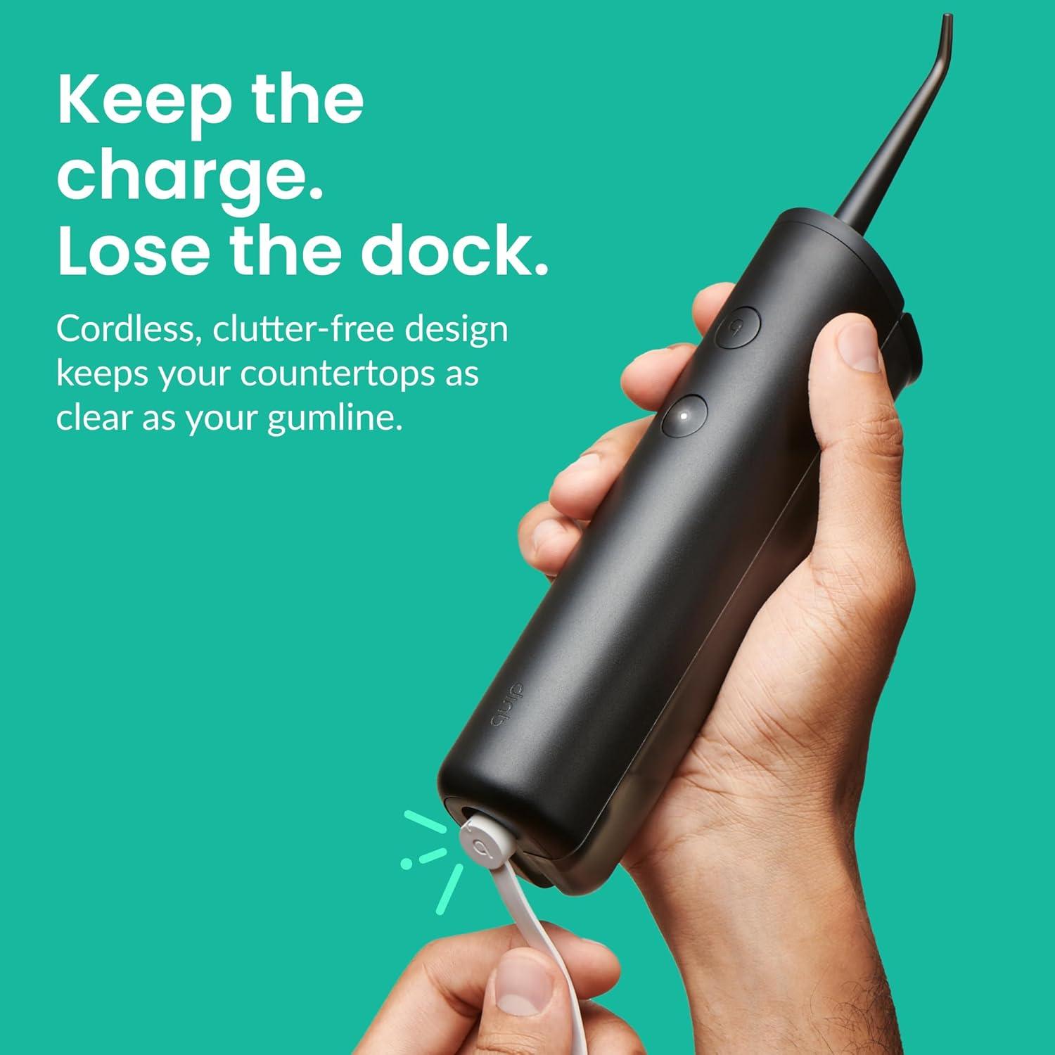 image:imagequip Water Flosser with Replacement Tip Cordless Water Flosser with Adjustable Pressure Teeth Cleaner Pick with 360 Degree Rotating Replaceable Tip Rechargeable Water Dental Pick AllBlackAll Black
