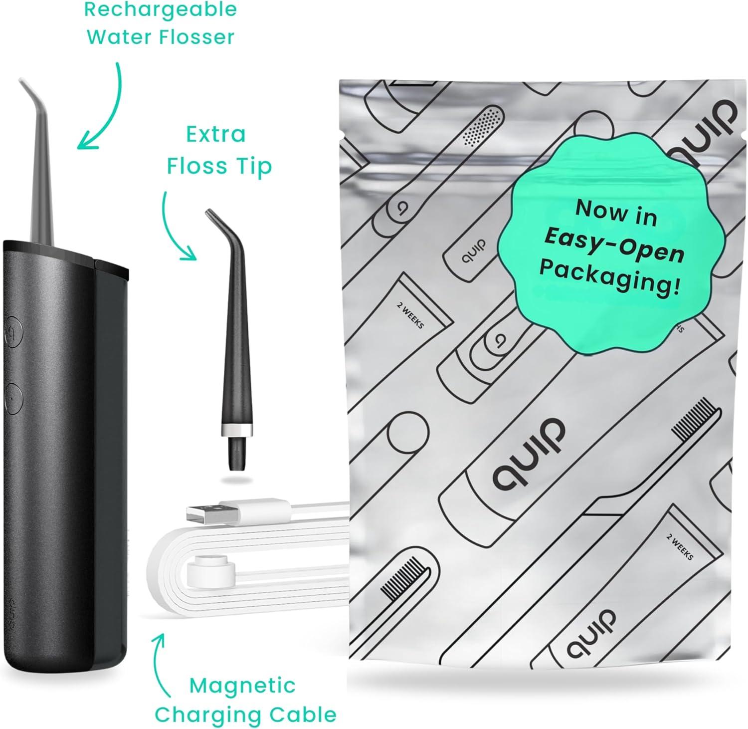 image:imagequip Water Flosser with Replacement Tip Cordless Water Flosser with Adjustable Pressure Teeth Cleaner Pick with 360 Degree Rotating Replaceable Tip Rechargeable Water Dental Pick AllBlackAll Black