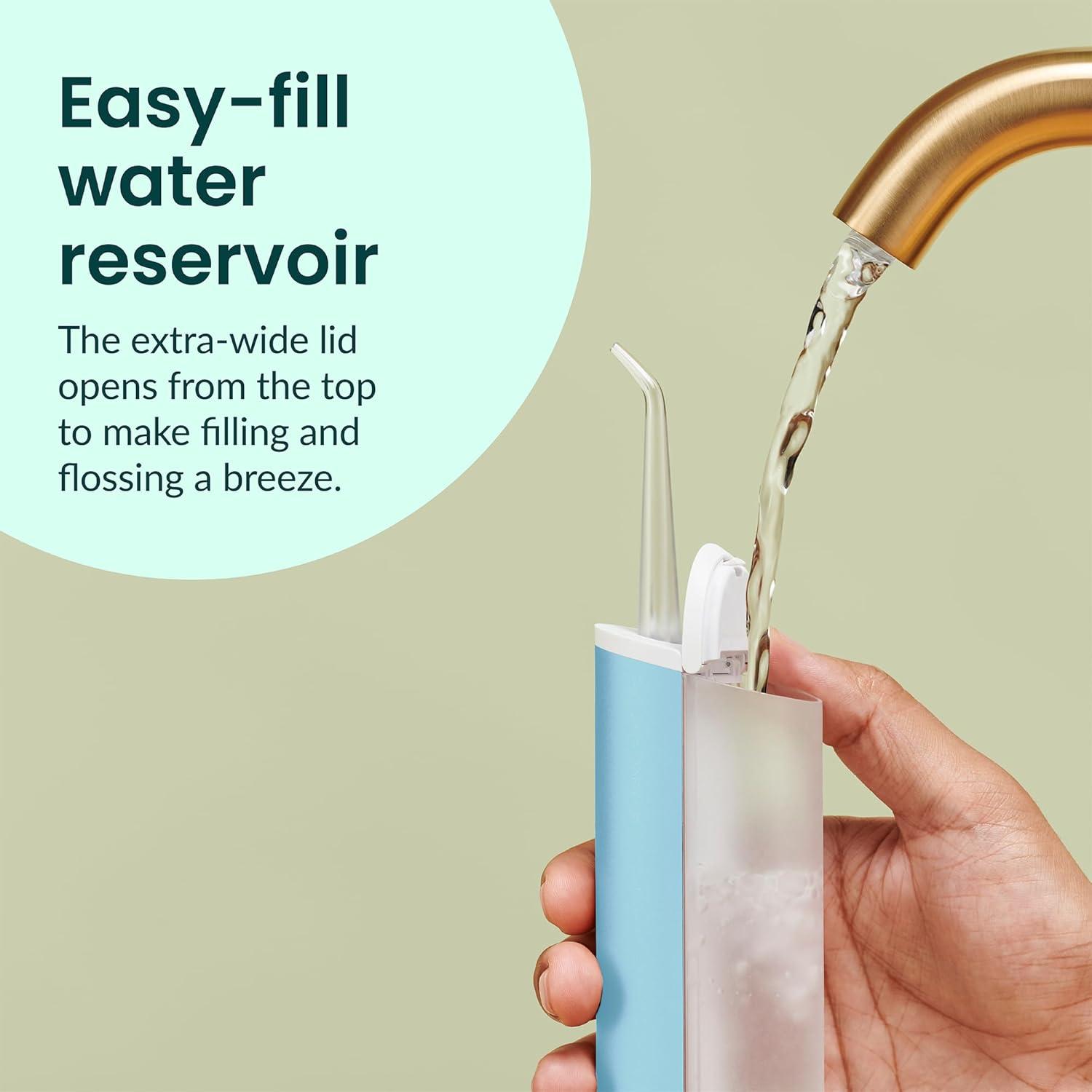 image:imagequip Water Flosser with Replacement Tip Cordless Water Flosser with Adjustable Pressure Teeth Cleaner Pick with 360 Degree Rotating Replaceable Tip Rechargeable Water Dental Pick CopperSky Blue