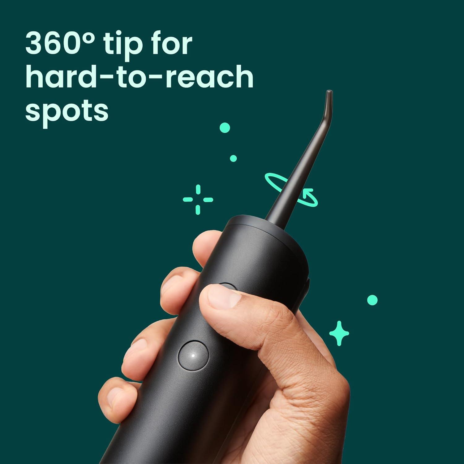 image:imagequip Water Flosser with Replacement Tip Cordless Water Flosser with Adjustable Pressure Teeth Cleaner Pick with 360 Degree Rotating Replaceable Tip Rechargeable Water Dental Pick AllBlackAll Black