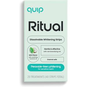 quip Ritual Dissolvable Teeth Whitening Strips, Peroxide-Free for Sensitive Teeth, Fast-Acting 15-Minute Whitening, Mint Flavor with Coconut Oil, 40 Strips (20 Treatments)