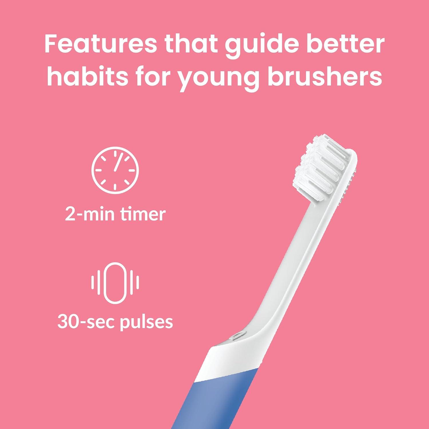 image:imageQuip Sonic Toothbrush for Kids Timed Electric Toothbrush with Small Replaceable Brush Head Soft Bristles Rubber Handle 3 Month Battery Life Travel Toothbrush BlueBlue