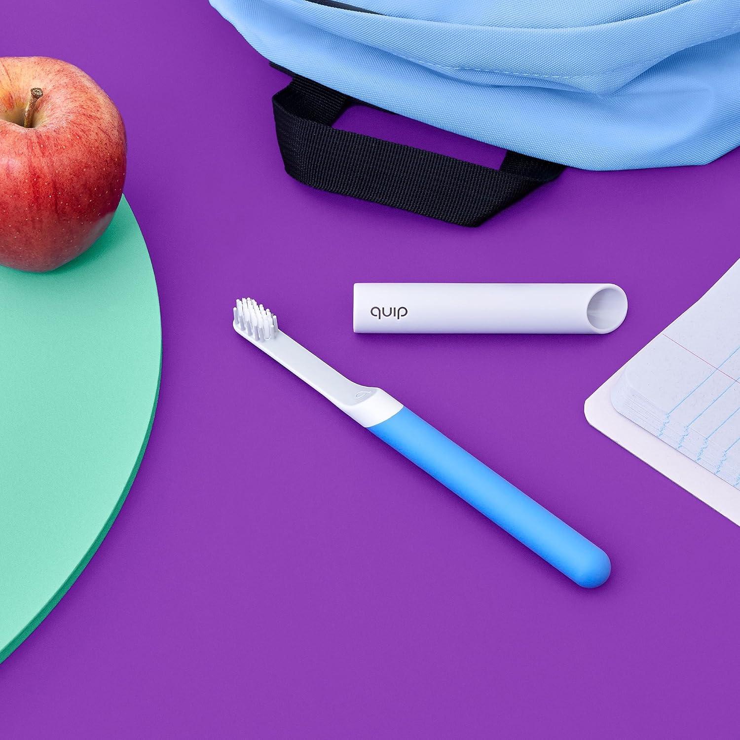 image:imageQuip Sonic Toothbrush for Kids Timed Electric Toothbrush with Small Replaceable Brush Head Soft Bristles Rubber Handle 3 Month Battery Life Travel Toothbrush BlueBlue