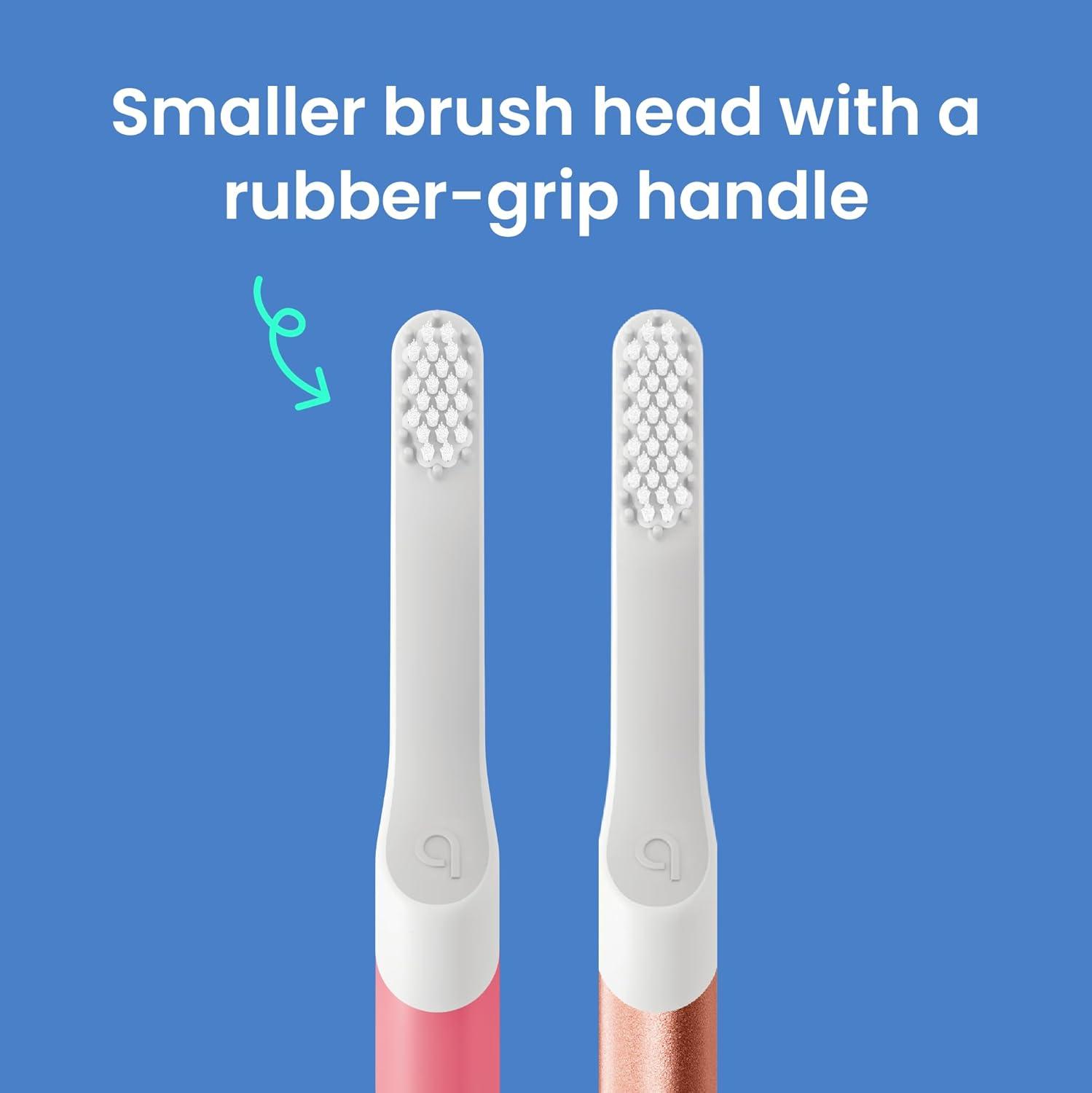 image:imageQuip Sonic Toothbrush for Kids Timed Electric Toothbrush with Small Replaceable Brush Head Soft Bristles Rubber Handle 3 Month Battery Life Travel Toothbrush BluePink