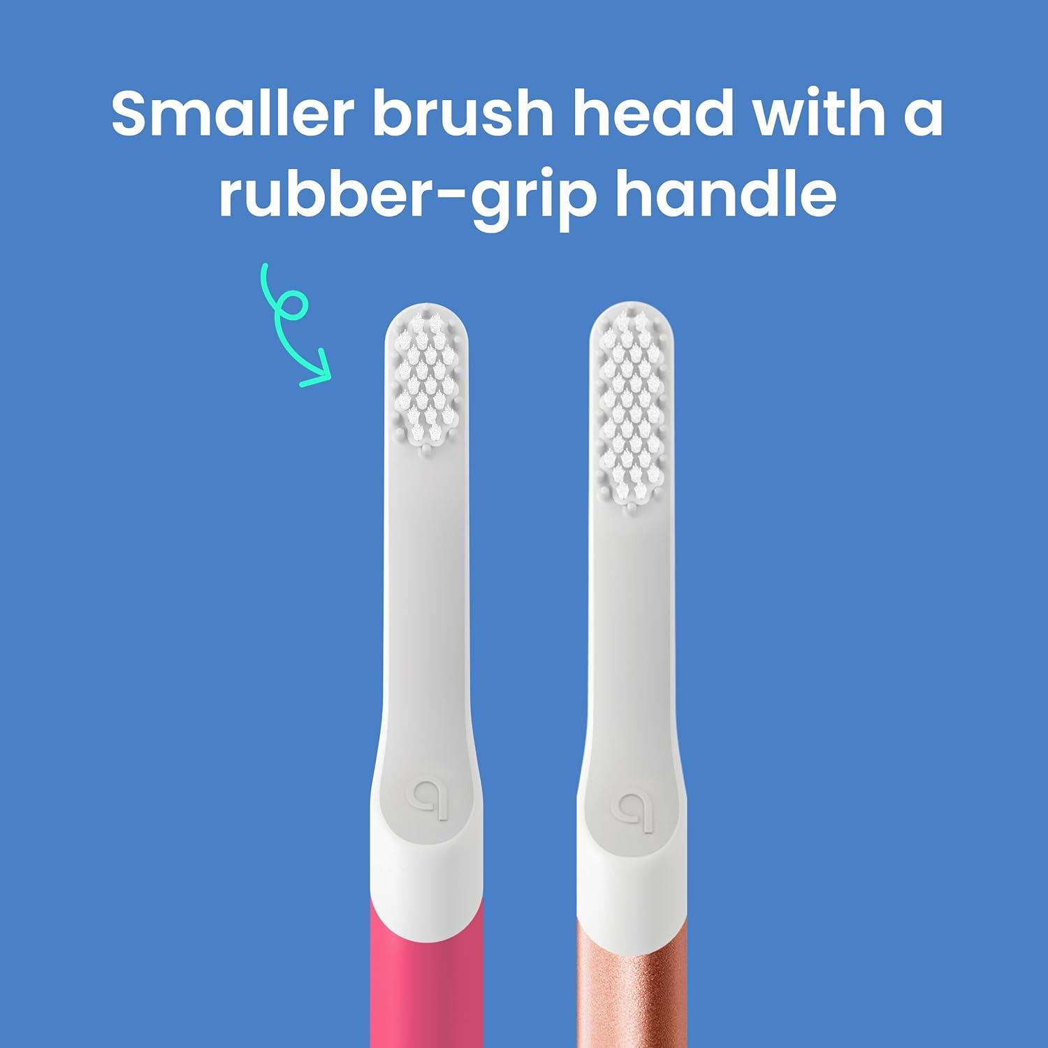 image:imageQuip Sonic Toothbrush for Kids with Timer Includes Extra Brush Head and Travel Cover Mount Electric Soft Bristle Refill Head Plastic Handle 3 Month Battery Life YellowWonder Pink