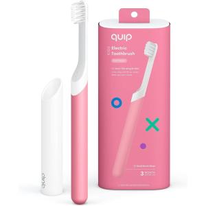 Quip Sonic Toothbrush for Kids – Timed Electric Toothbrush with Small Replaceable Brush Head – Soft Bristles, Rubber Handle, 3 Month Battery Life – Travel Toothbrush – Blue(Pink)